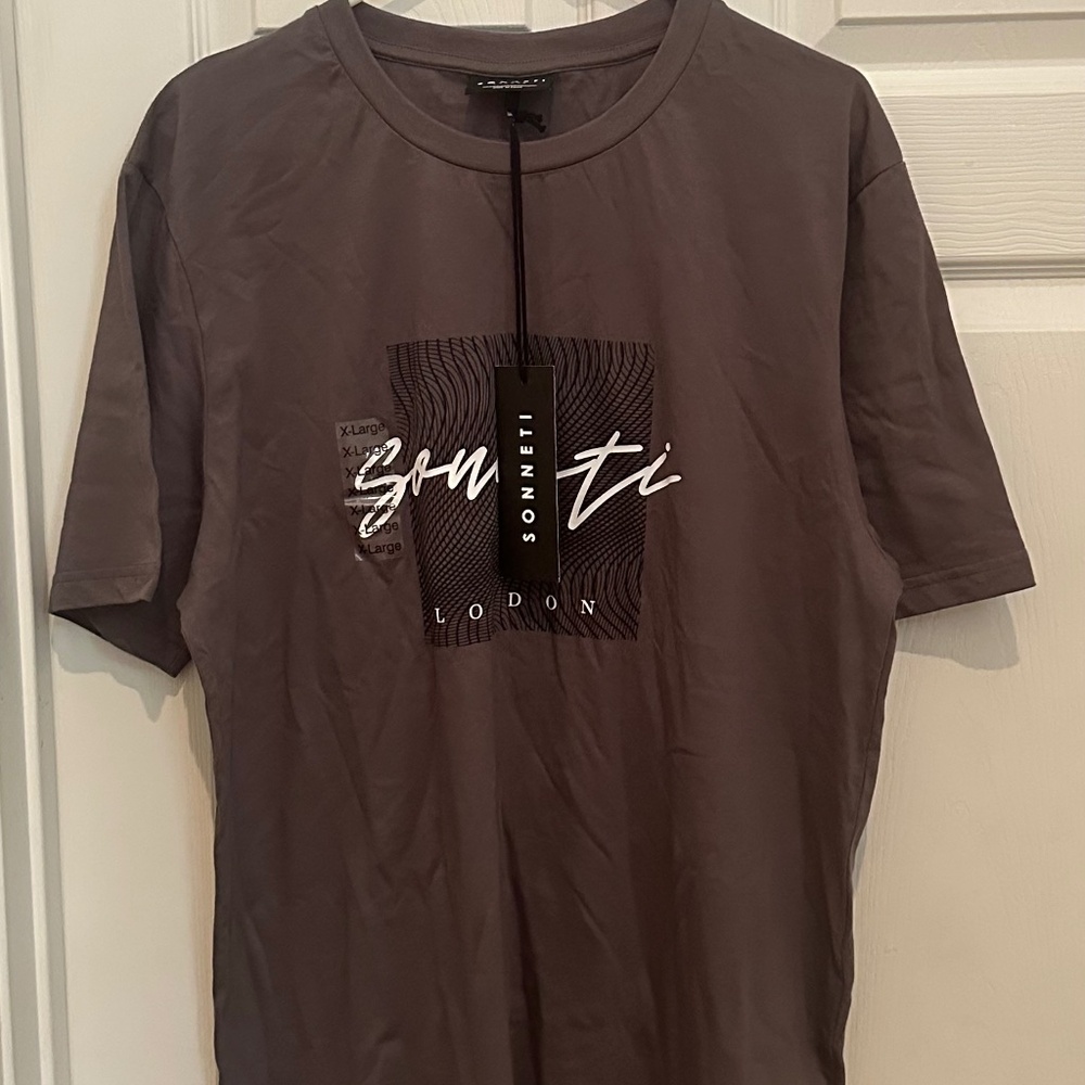 Men's Sonneti Script Logo T-Shirt Gray X-Large